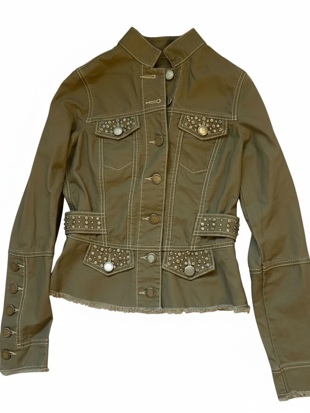 Stetson Women’s bejeweled bedazzled Olive Utility Denim Cotton Jacket